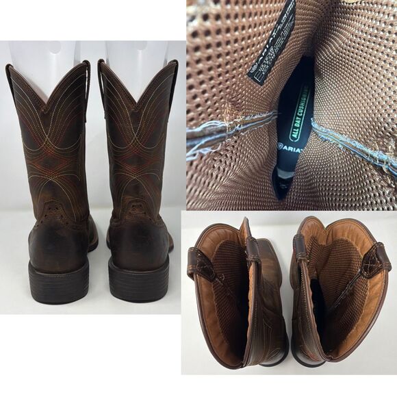Ariat Sport Western Cowboy Boots Brown Leather Square Toe Men’s 10.5D 10010963 main image 2